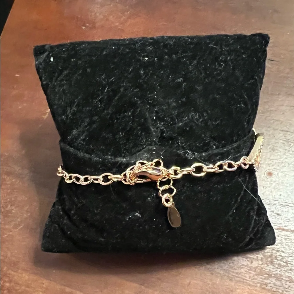 Rosetone CZ Woven/Braided Adjustable Bracelet EUC Fits Average Wrists #356